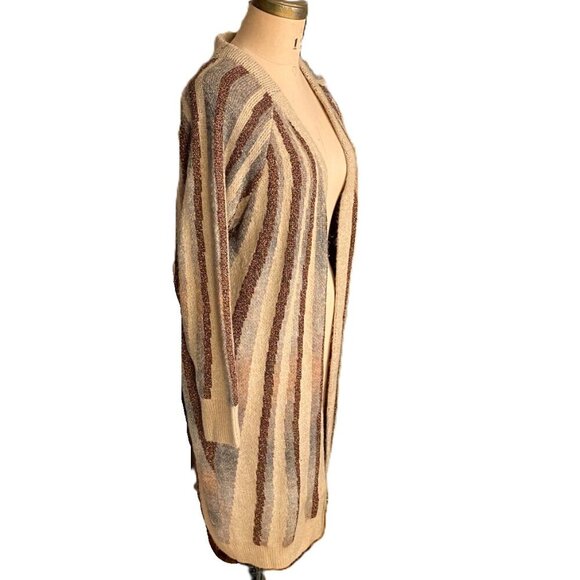 Anthropologie FRNCH Chantal Shimmer-Striped Knit Kimono Cardigan Duster, NWT - Picture 8 of 15